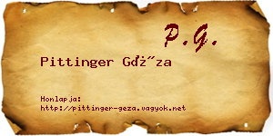 Pittinger Géza névjegykártya
