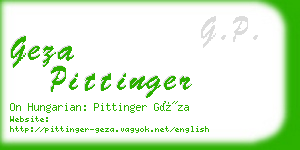 geza pittinger business card